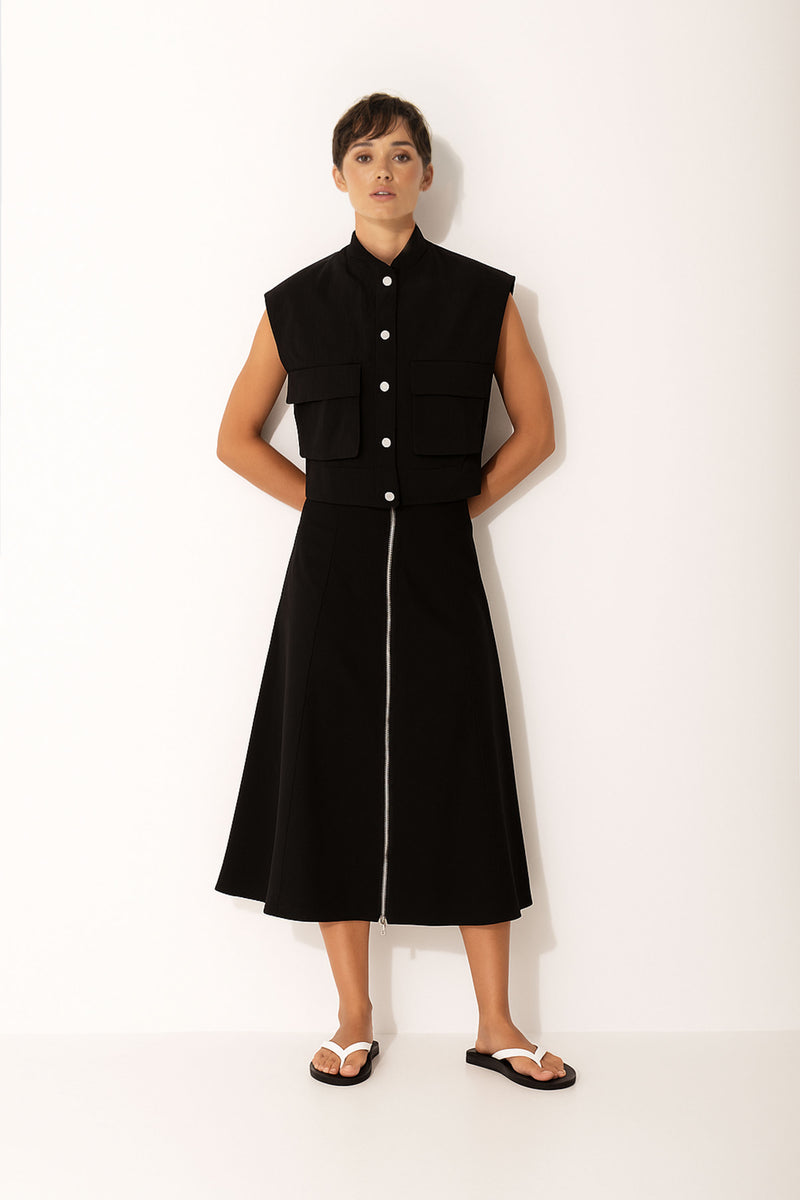 Stretch Twill Cargo Pocket Vest Corfu Black
