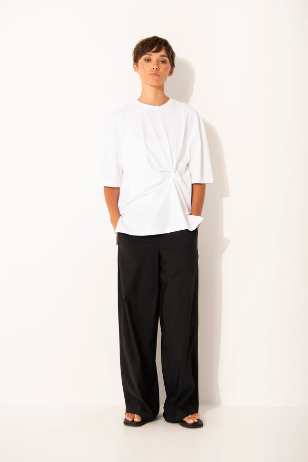 Pima Cotton Knot Front Long T.Shirt Ajaccio White