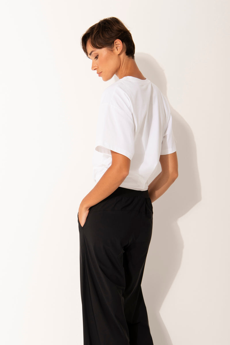 Pima Cotton Wrap Waist Short Sleeve Top Formentera White