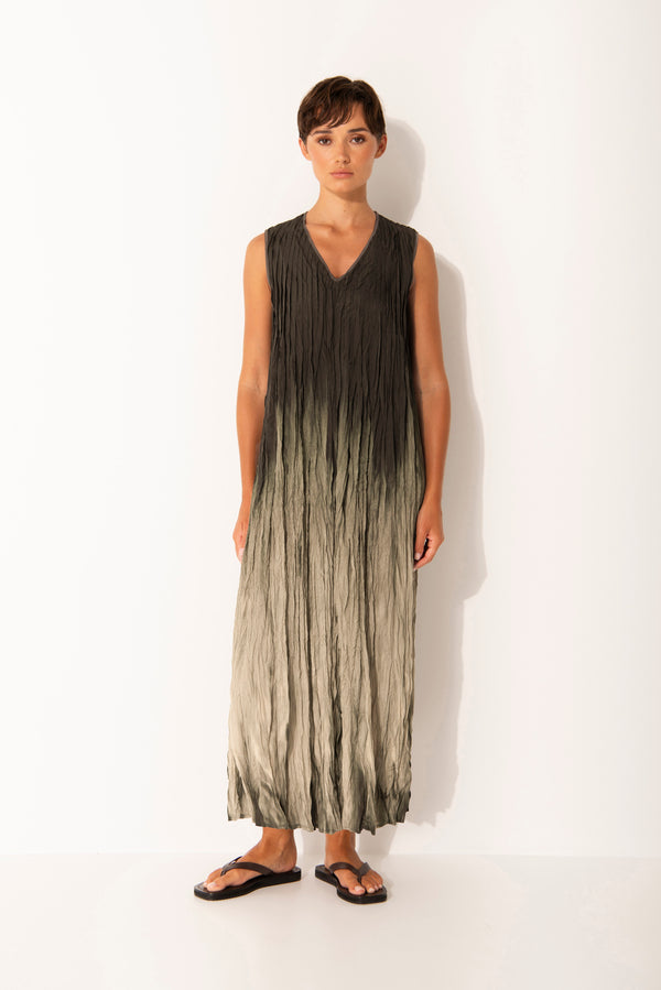 Crinkle V.Neck Sleeveless Maxi Dress Milos Earth