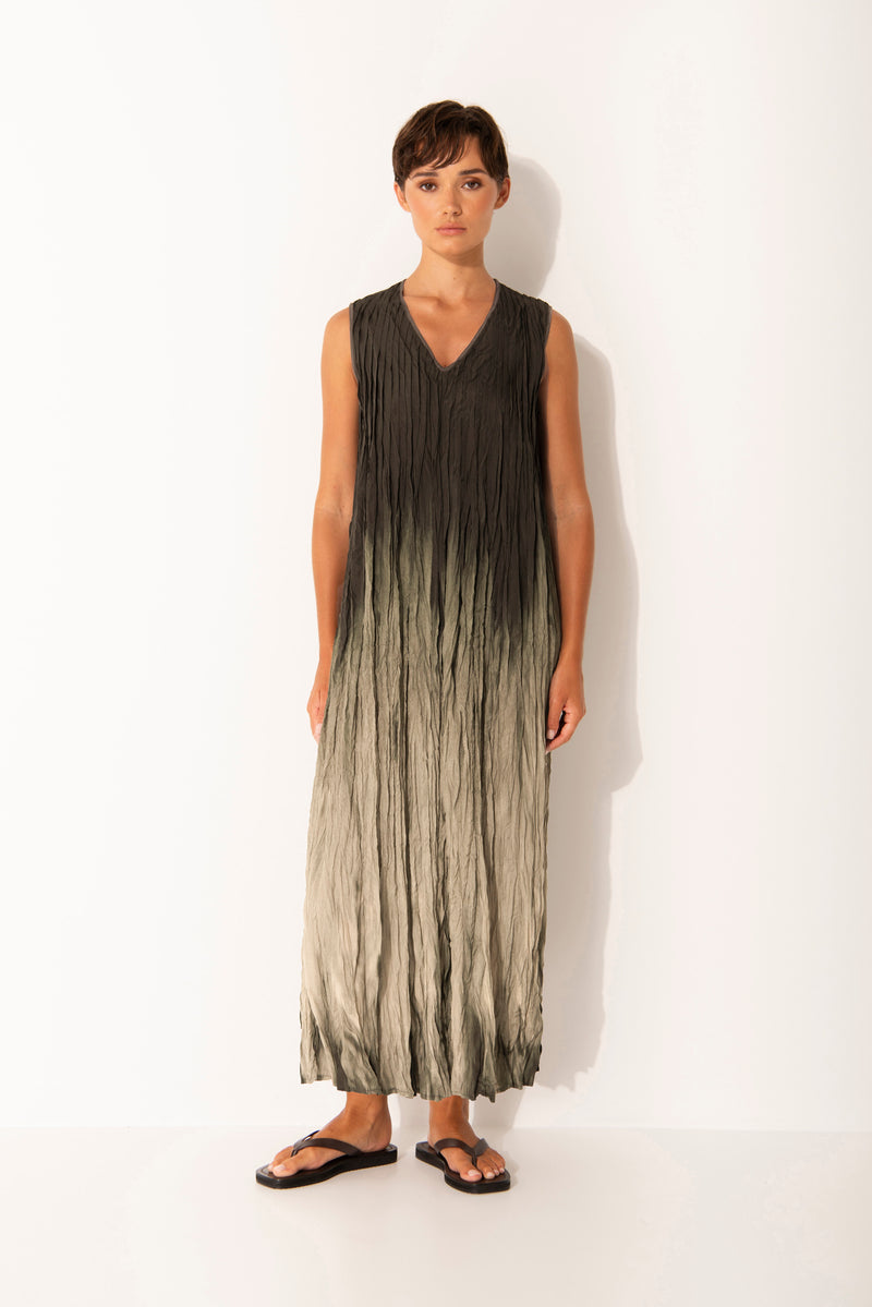 Crinkle V.Neck Sleeveless Maxi Dress Milos Earth