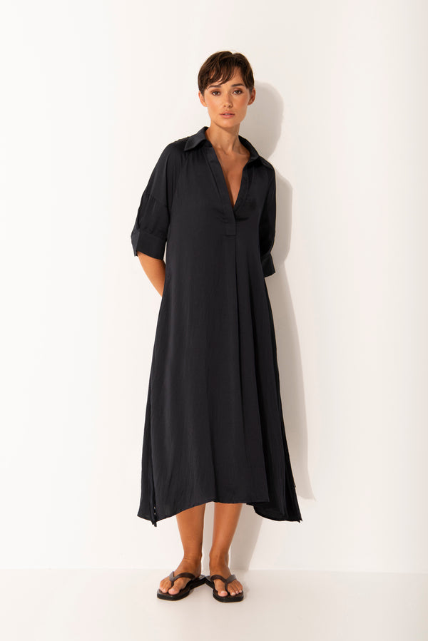 Breathable Airflow tech Poly Belted A.Line Shirt Dress Symi Sea