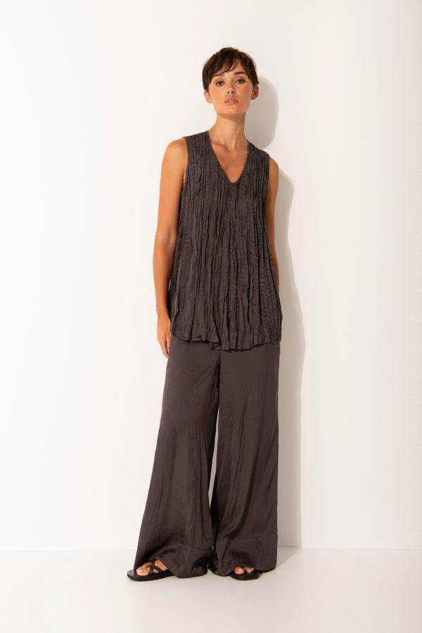 Breathable Airflow Tech Poly Wide Leg Long Pant Positano Mocha