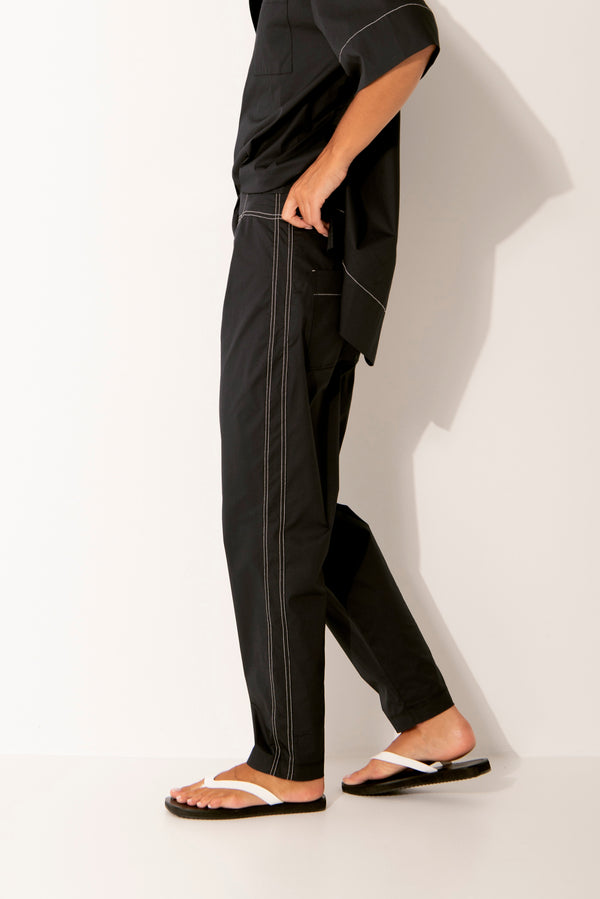 Crisp Cotton Stretch Slim Leg Pant Lefkada Blk/Wht