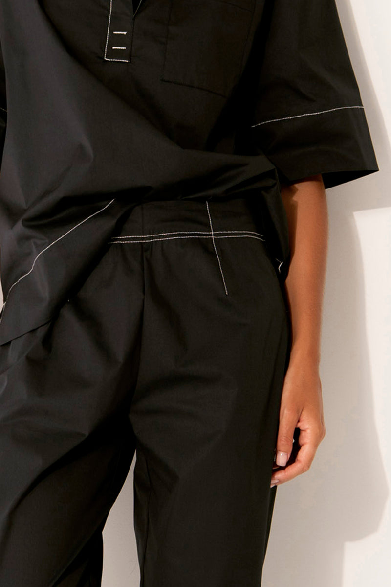 Crisp Cotton Stretch Slim Leg Pant Lefkada Blk/Wht