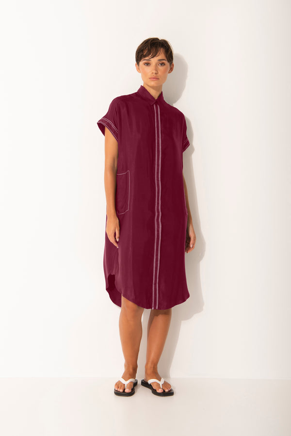 Twill Viscose Shirt Dress Juan Cherry