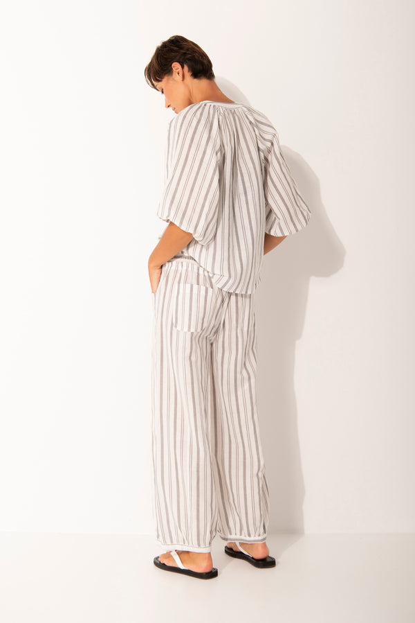 Linen Smock Drawstring Waist Pant Remi Coastal