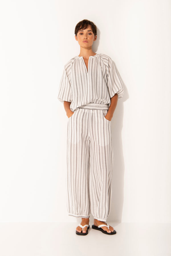 Linen Smock Drawstring Waist Pant Remi Coastal