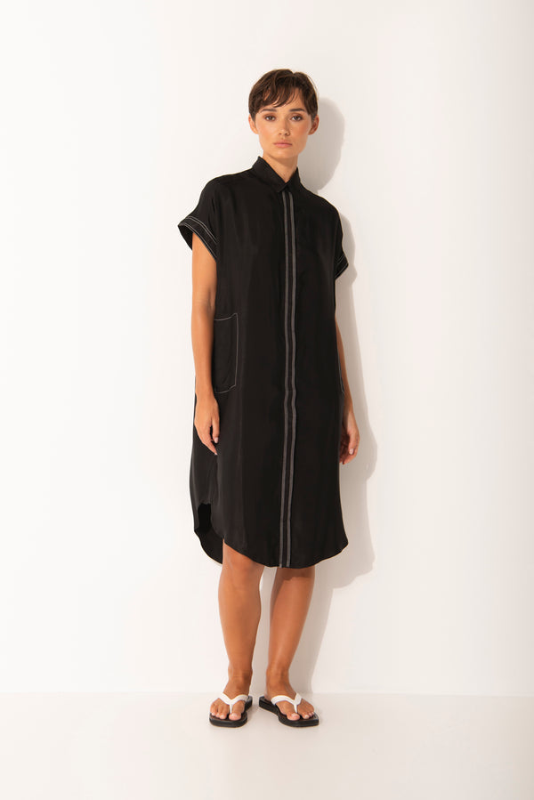 Twill Viscose Shirt Dress Juan Black