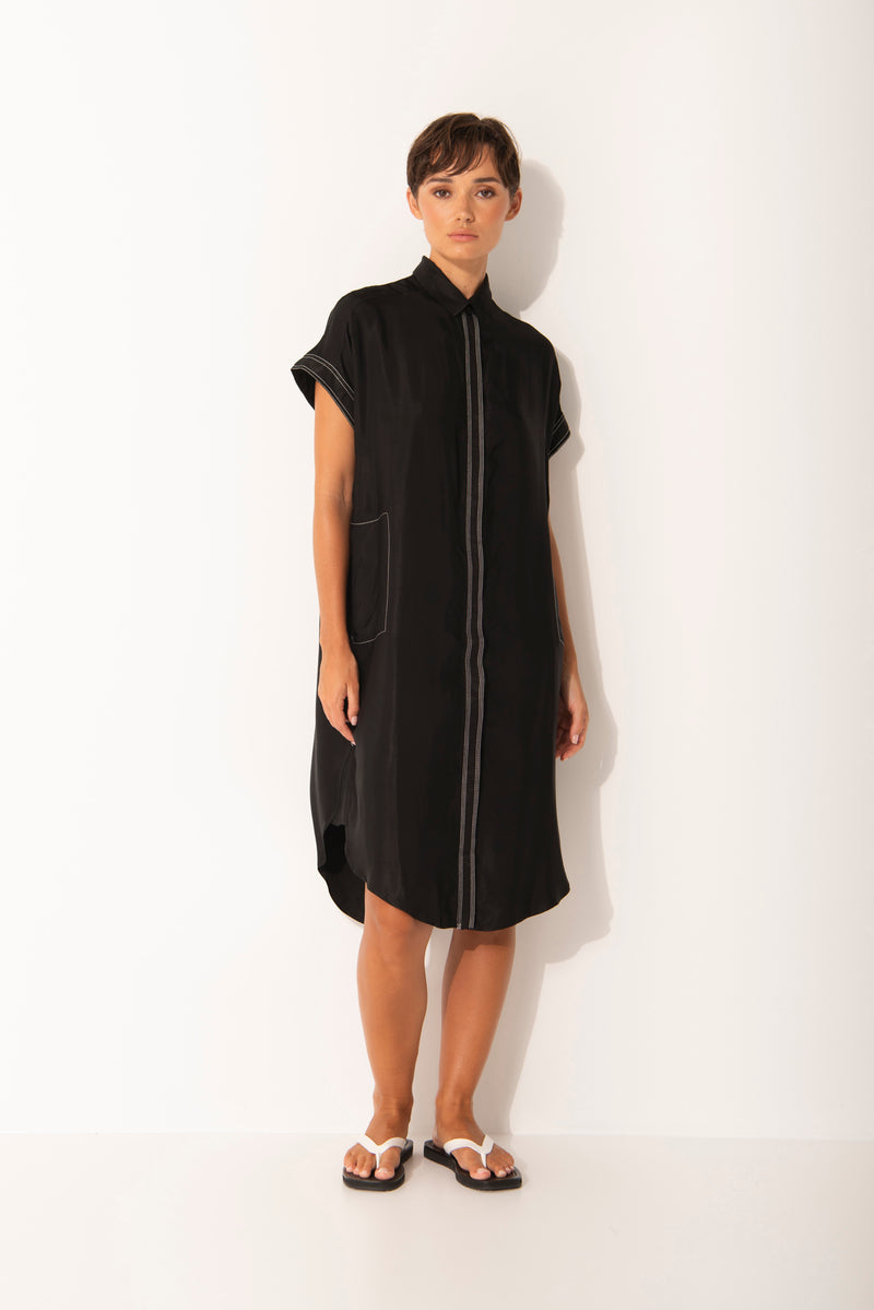 Twill Viscose Shirt Dress Juan Black
