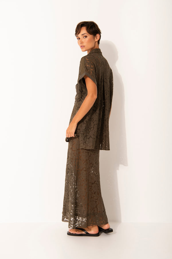 Cotton Lace Relaxed Fit Skirt Maia Moss