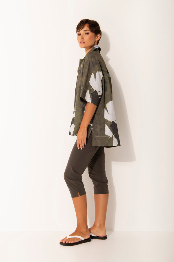 Crisp Cotton Stretch Short Sleeve Tunic Shirt Paros Terrain