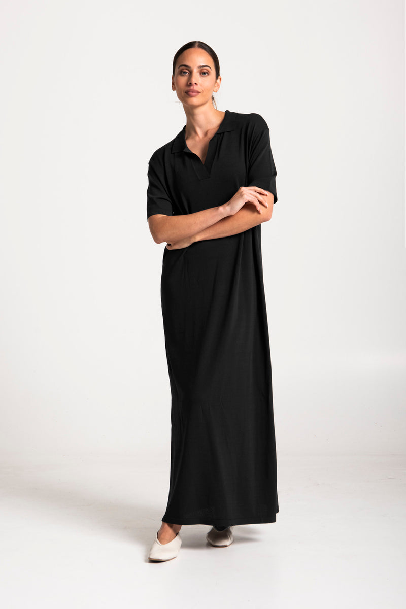 liam black knit polo maxi dress Liam Long Sleeve Sweater Polo