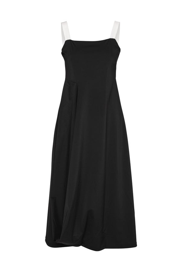 Tech Stretch Contrast Straps A.Line Midi Travel Dress Roccella Black