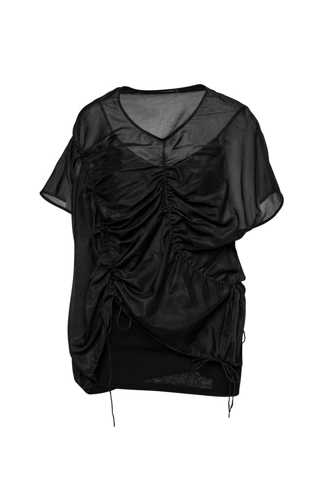 Silk Cotton Voile Drawstring Cocoon Tunic Coolum