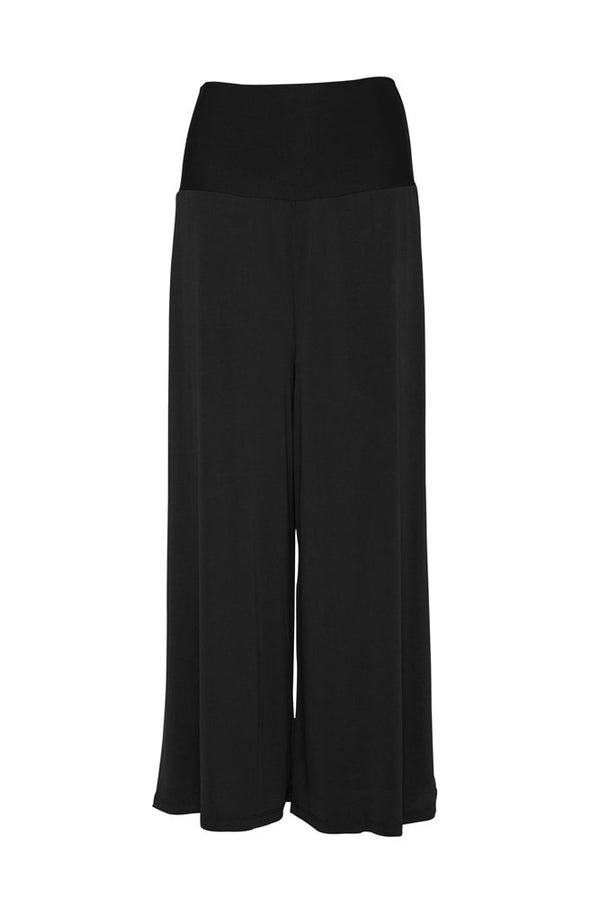 Sueded Jersey Knit Modal Banded Waist Palazzo Pant Turoa Black